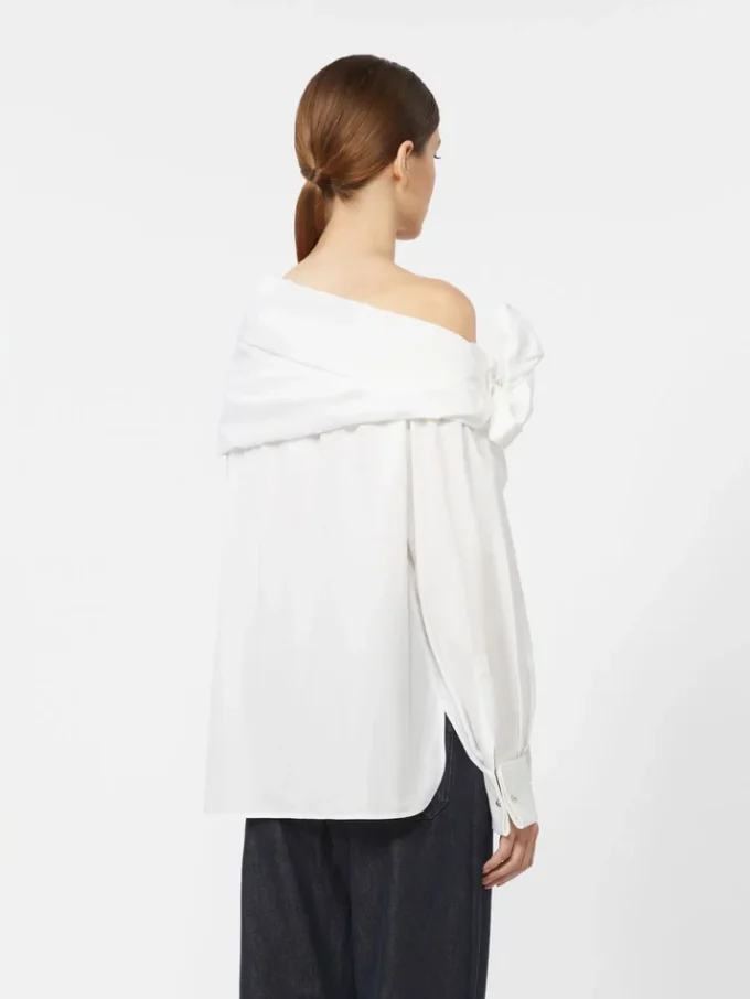 Blusa de algodão com estola, branco óptico