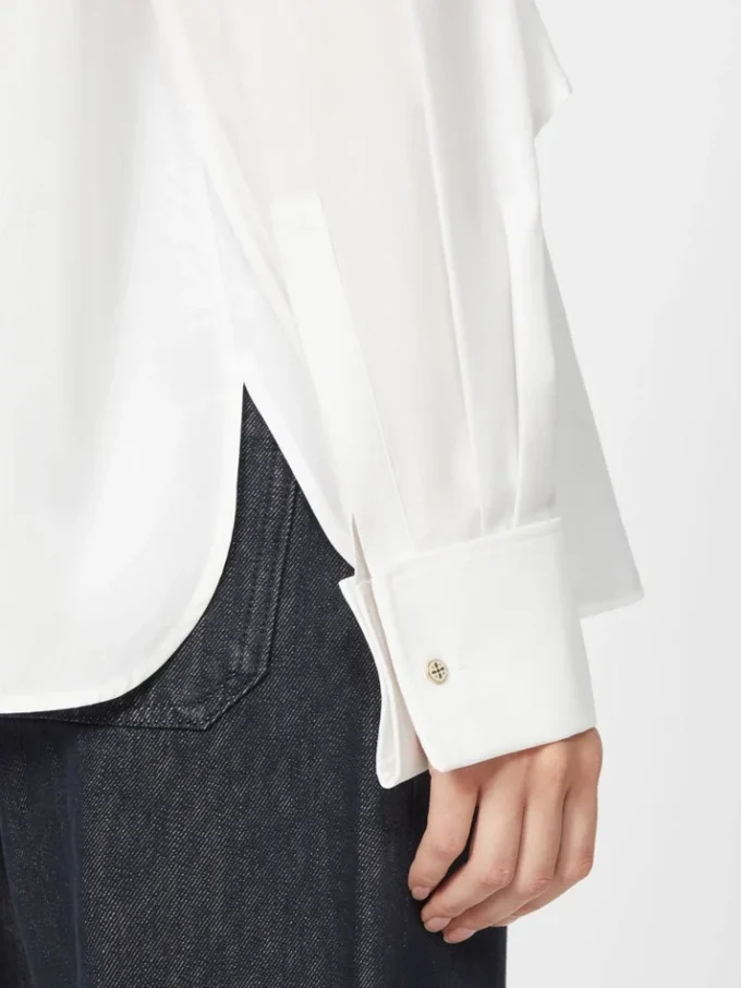 Blusa de algodão com estola, branco óptico