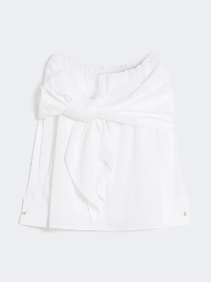 Blusa de algodão com estola, branco óptico