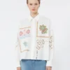 Blusa de algodão com renda e bordados, branca Blusa de algodão com renda e bordados, branca