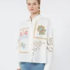 Blusa de algodão com renda e bordados, branca Blusa de algodão com renda e bordados, branca