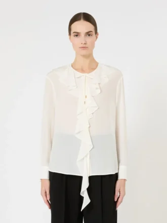 Blusa de seda com folhos, seda