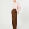 Blusa de seda com gola redonda, rosa Blusa de seda com gola redonda, rosa