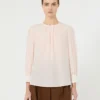 Blusa de seda com gola redonda, rosa Blusa de seda com gola redonda, rosa