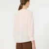 Blusa de seda com gola redonda, rosa Blusa de seda com gola redonda, rosa