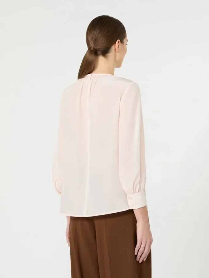 Blusa de seda com gola redonda, rosa Blusa de seda com gola redonda, rosa