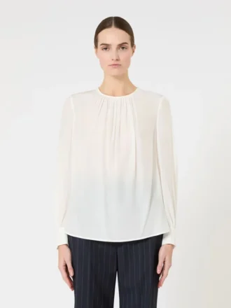 Blusa de seda com gola redonda, seda