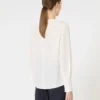 Blusa de seda com gola redonda, seda Blusa de seda com gola redonda, seda