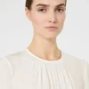 Blusa de seda com gola redonda, seda Blusa de seda com gola redonda, seda