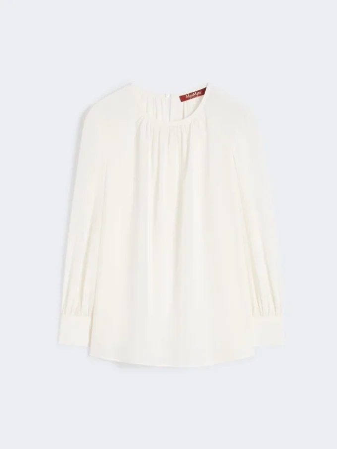Blusa de seda com gola redonda, seda Blusa de seda com gola redonda, seda