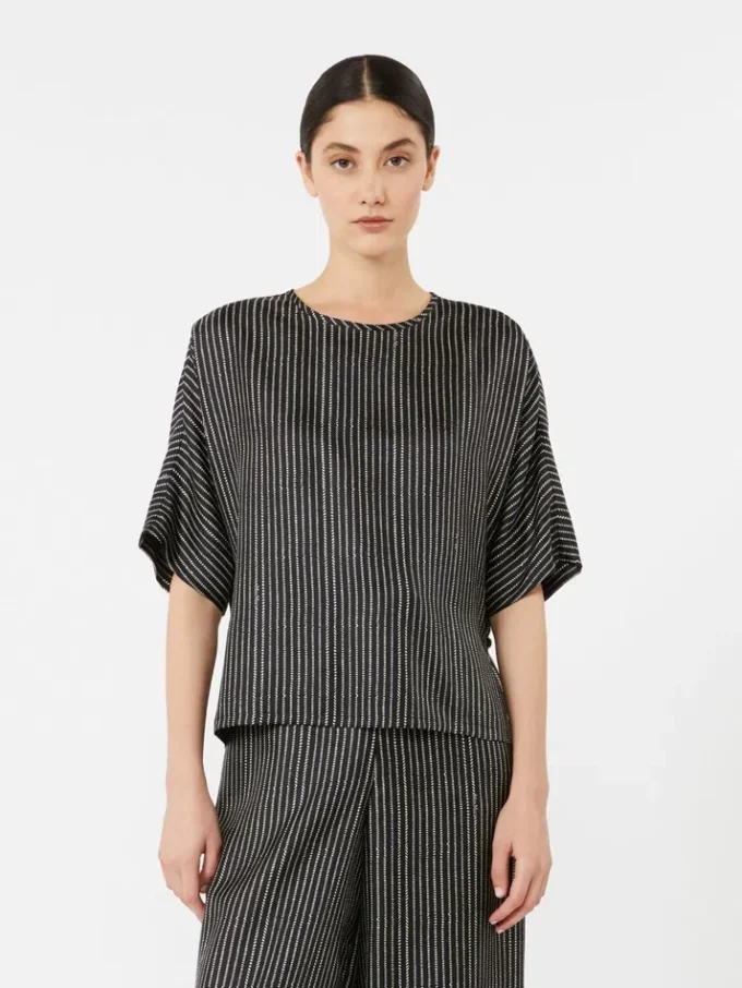 Blusa de seda estampada, preto e branco Blusa de seda estampada, preto e branco