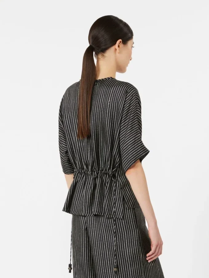 Blusa de seda estampada, preto e branco Blusa de seda estampada, preto e branco