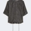 Blusa de seda estampada, preto e branco Blusa de seda estampada, preto e branco