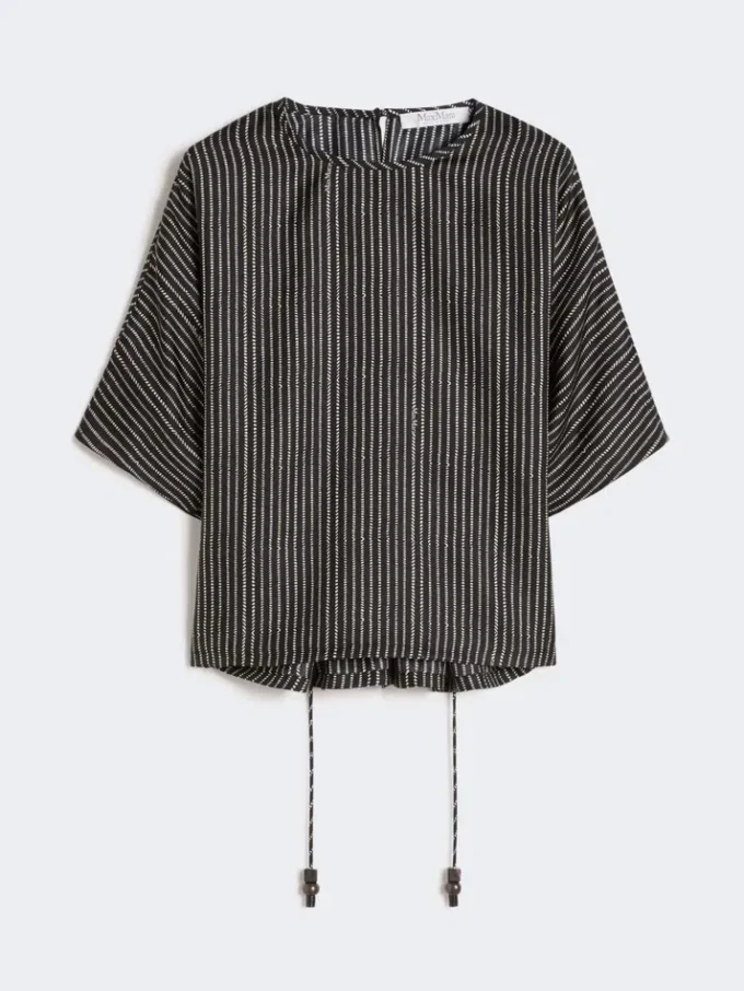 Blusa de seda estampada, preto e branco Blusa de seda estampada, preto e branco