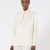 Blusa em charmeuse de seda, marfim Blusa em charmeuse de seda, marfim