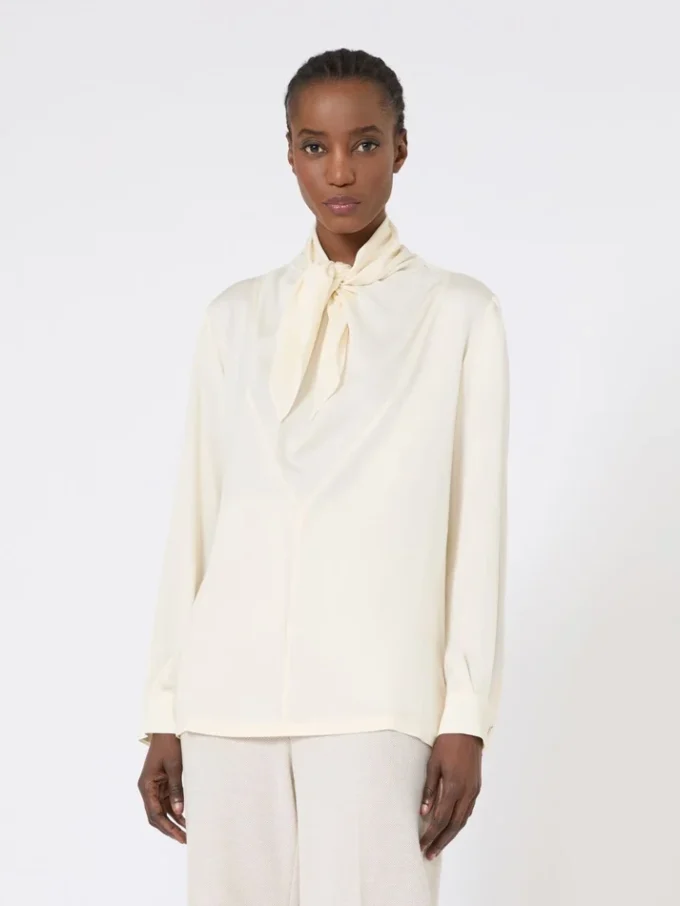 Blusa em charmeuse de seda, marfim Blusa em charmeuse de seda, marfim