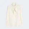 Blusa em charmeuse de seda, marfim Blusa em charmeuse de seda, marfim