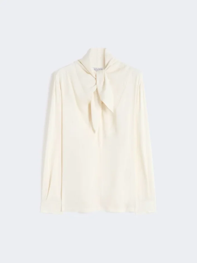 Blusa em charmeuse de seda, marfim Blusa em charmeuse de seda, marfim