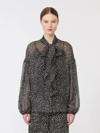 Blusa em chiffon estampado, preto