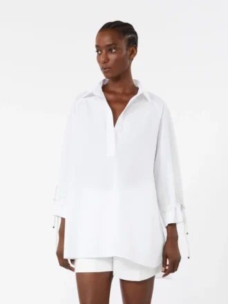Blusa em popeline de algodão, branco óptico