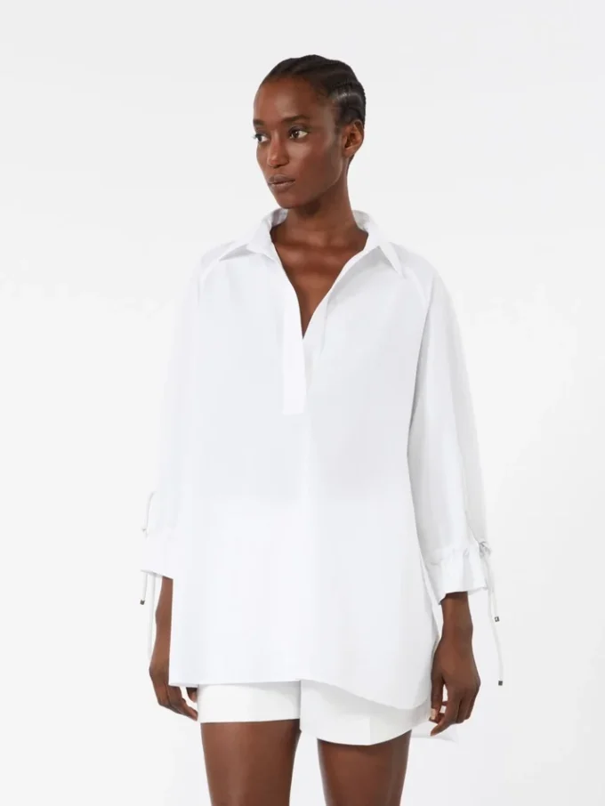 Blusa em popeline de algodão, branco óptico