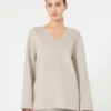Blusa em tecido de lã, bege Blusa em tecido de lã, bege