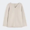 Blusa em tecido de lã, bege Blusa em tecido de lã, bege