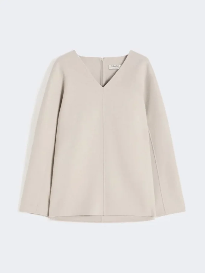 Blusa em tecido de lã, bege Blusa em tecido de lã, bege
