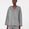 Blusa em tecido de lã, cinzento médio
