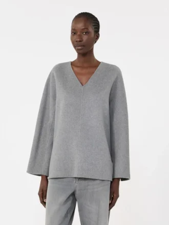 Blusa em tecido de lã, cinzento médio