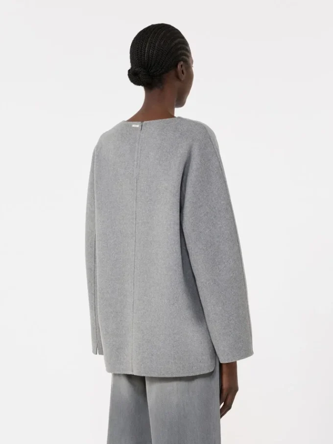 Blusa em tecido de lã, cinzento médio