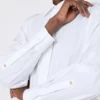 Body tipo camisa em popeline, branco óptico