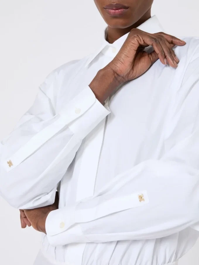 Body tipo camisa em popeline, branco óptico