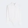 Body tipo camisa em popeline, branco óptico