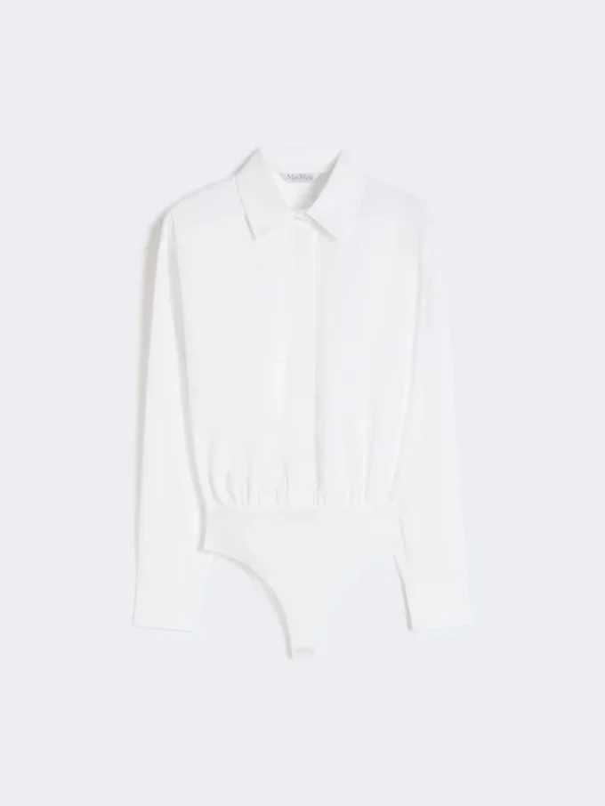 Body tipo camisa em popeline, branco óptico
