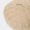 Boina de caxemira adornada com strass, cor areia