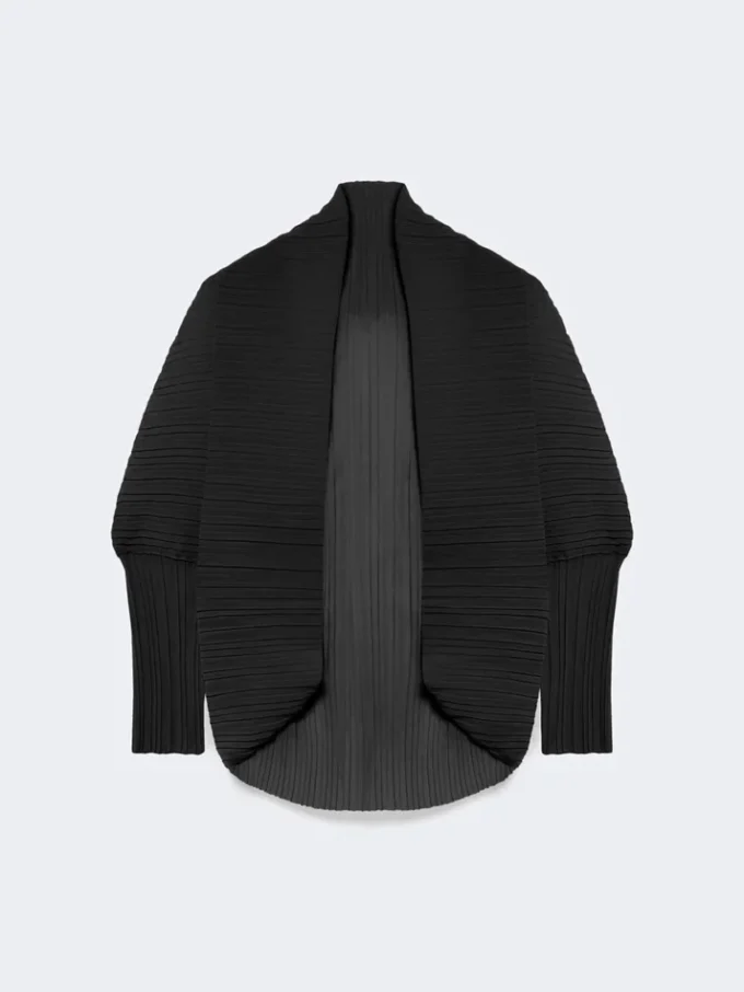 Bolero em tecido plissado, preto