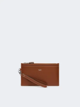 Bolsa de couro com alça de pulso, castanho âmbar