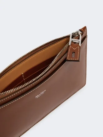 Bolsa de couro com alça de pulso, castanho âmbar