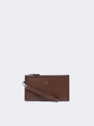 Bolsa de couro com alça de pulso, cor cacau
