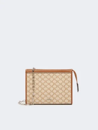 Bolsa extra pequena em jacquard de algodão, castanho avelã