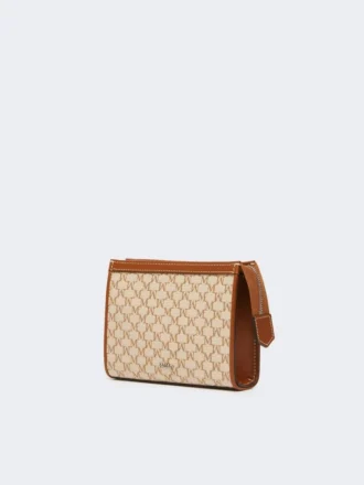 Bolsa extra pequena em jacquard de algodão, castanho avelã