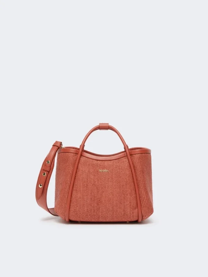 Bolsa marinha extra-pequena com padrão de vime em ráfia, terracota Bolsa marinha extra-pequena com padrão de vime em ráfia, terracota