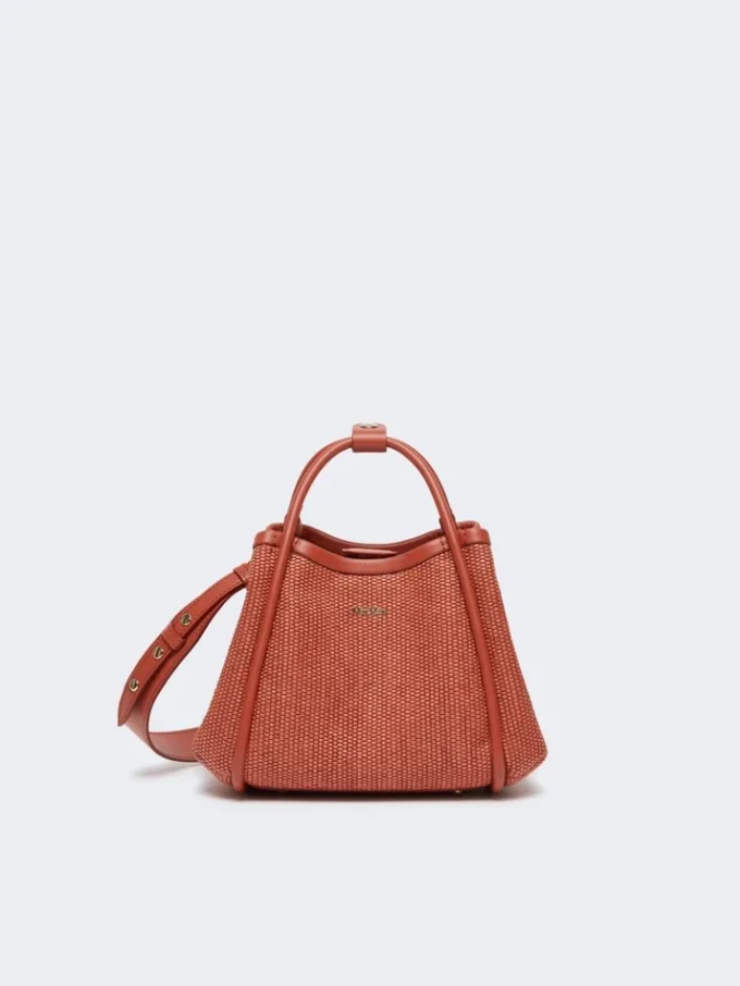 Bolsa marinha extra-pequena com padrão de vime em ráfia, terracota Bolsa marinha extra-pequena com padrão de vime em ráfia, terracota