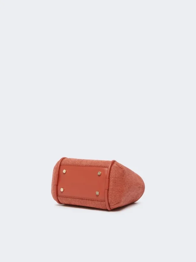 Bolsa marinha extra-pequena com padrão de vime em ráfia, terracota Bolsa marinha extra-pequena com padrão de vime em ráfia, terracota