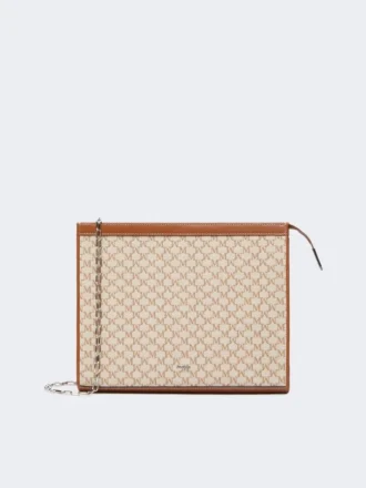 Bolsa média em jacquard de algodão, castanho avelã