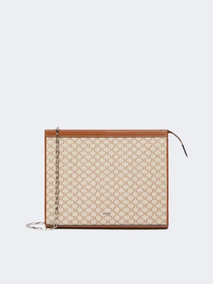 Bolsa média em jacquard de algodão, castanho avelã Bolsa média em jacquard de algodão, castanho avelã