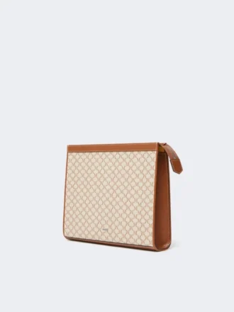 Bolsa média em jacquard de algodão, castanho avelã