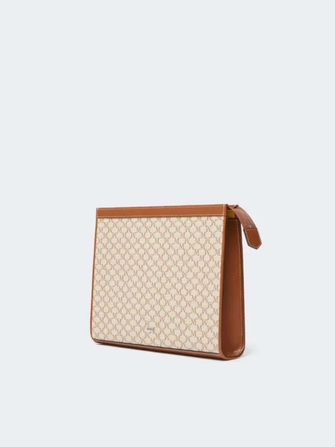 Bolsa média em jacquard de algodão, castanho avelã Bolsa média em jacquard de algodão, castanho avelã