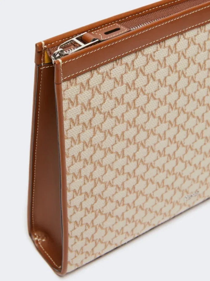 Bolsa média em jacquard de algodão, castanho avelã Bolsa média em jacquard de algodão, castanho avelã